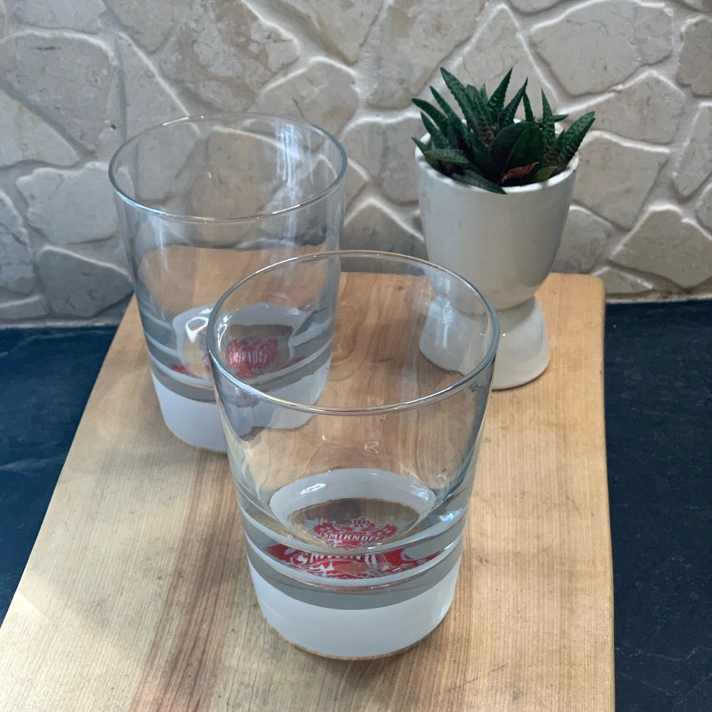 SMIRNOFF | Set of 2 | Vintage Branded Vodka Rocks Glasses
